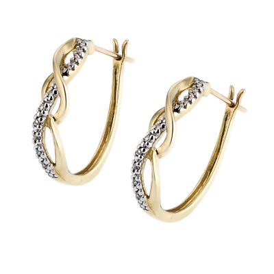 9ct yellow gold diamonds creole earrings
