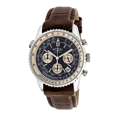 Rotary Men's Exclusive Brown Leather Strap Watch