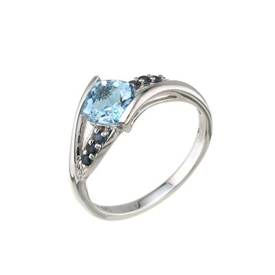 9ct white gold blue topaz blue sapphire ring