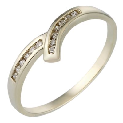 9ct gold Diamond Wishbone Ring