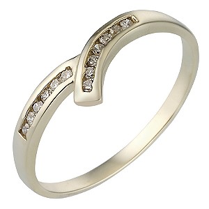 9ct gold Diamond Wishbone Ring