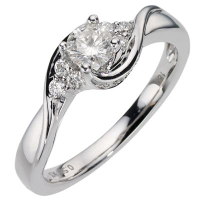 18ct White Gold Half Carat Diamond Solitaire Ring