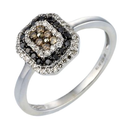 9ct White Gold Three Colour Cafe Diamond Ring - Product number 6847463