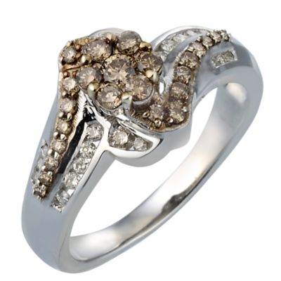 9ct White Gold Two Colour Cafe Diamond Ring - Product number 6847609