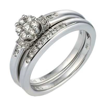 18ct White Gold 40 Point Diamond Bridal Set - Product number 6848001