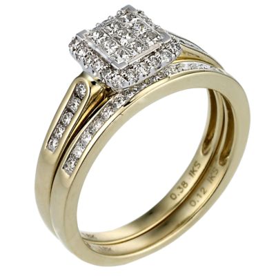 18ct Two Colour Gold Half Carat Diamond Bridal Set - Product number 6848265