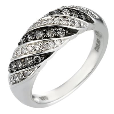 Argentium Silver Half Carat Two Colour Diamond Ring