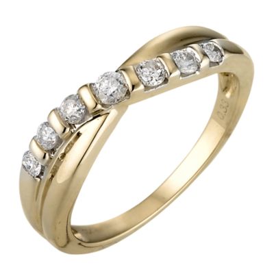 H Samuel 9ct Gold Third Carat Diamond Set Twist Ring