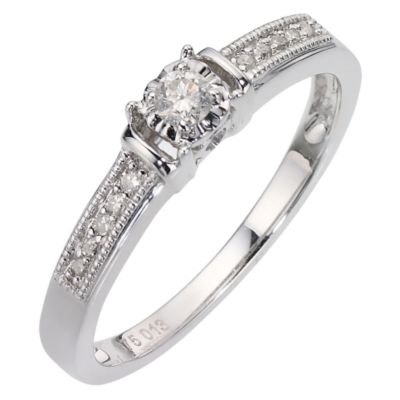 9ct White Gold 12 Pt Diamond Ring