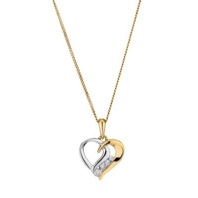 9ct Yellow Gold and Diamond Heart Pendant - Product number 6852696