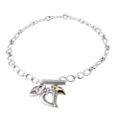 Enchanted Diamonds Silver and 9ct Gold Diamond Set Charm T Bar