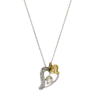 Silver and 9ct Gold Diamond Set Heart Pendant - Product number 6853552