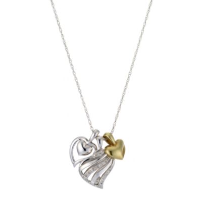 H Samuel Silver and 9ct Gold Diamond Set Heart Charm