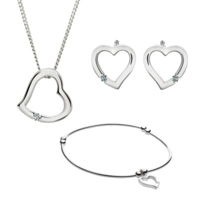 Heart Bangle Earrings and Pendant Gift Set - Product number 6853587