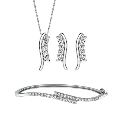 Cross Over Bangle Pendant and Earrings Gift Set - Product number 6853595