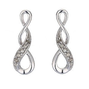 9ct White Gold Diamond Twist Earrings9ct White Gold Diamond Twist Earrings