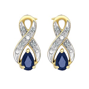 9ct Yellow Rhodium Plated Sapphire Earrings