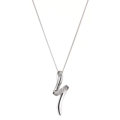 9ct White Gold Diamond Twist Pendant - Product number 6853765