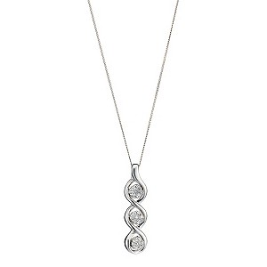 9ct White Gold 12pt Diamonds Three Stone Pendant