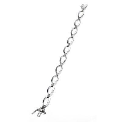 Silver and Diamond Oval Link Bracelet