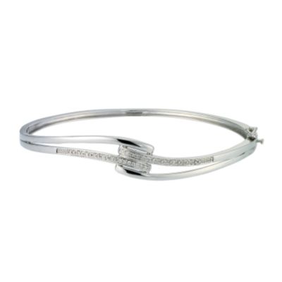 Silver and Diamond Crossover Bangle - Product number 6853838