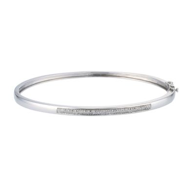Silver and Quarter Carat Diamond Bangle