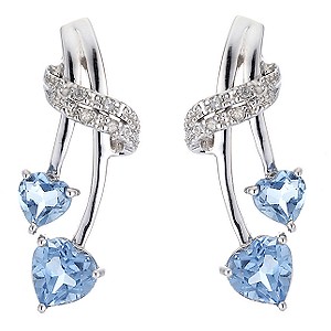 Silver, Diamond and Blue Topaz EarringsSilver, Diamond and Blue Topaz Earrings
