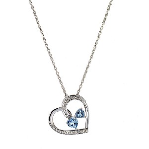 Silver, Diamond and Blue Topaz Heart PendantSilver, Diamond and Blue Topaz Heart Pendant