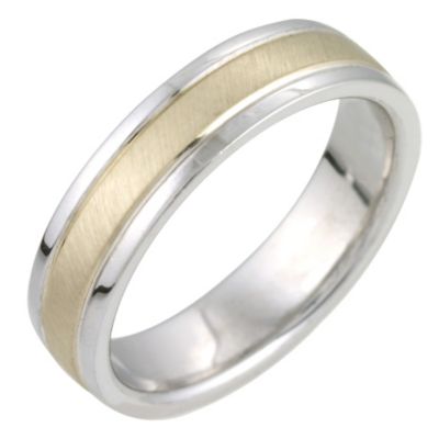 H Samuel Ladies Sterling Silver and 9ct Gold 5mm Ring