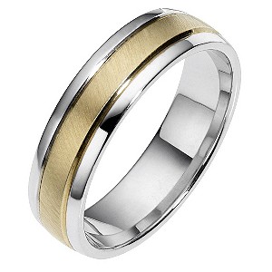 Mens Sterling Silver and 9ct Gold 6mm Ring