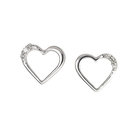 9ct white gold diamond heart earrings