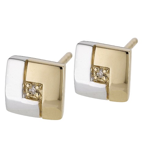 9ct gold and diamond square earrings