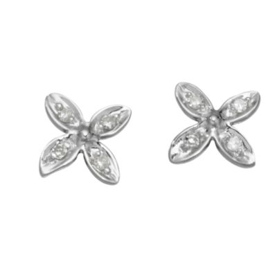 9ct white gold diamond flower stud earrings - Product number 6861156