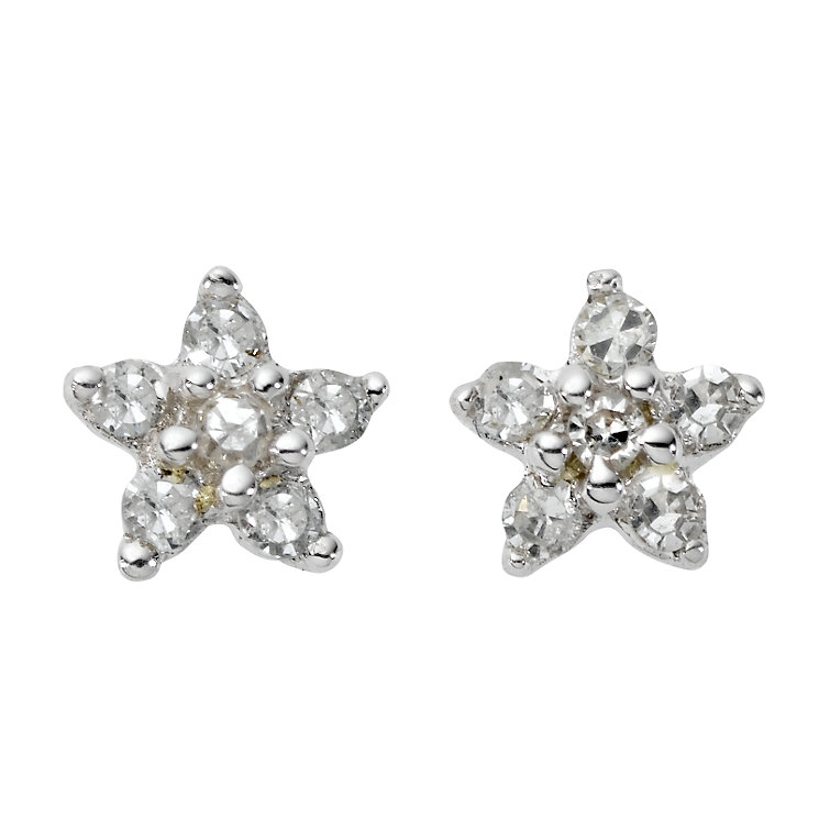 9ct white gold diamond flower stud earrings - Product number 6861172