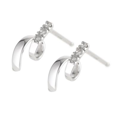 9ct white gold and diamond twist earrings - Product number 6861245