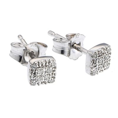 9ct white gold cluster earrings - Product number 6861342