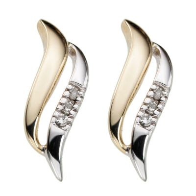 9ct two-colour gold earrings