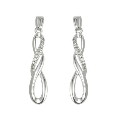 9ct white gold diamond twist earrings - Product number 6861393