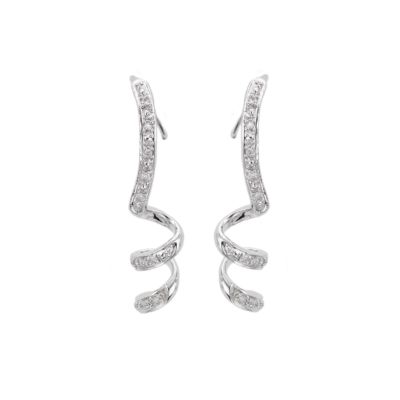 9ct white gold diamond corkscrew earrings - Product number 6861407
