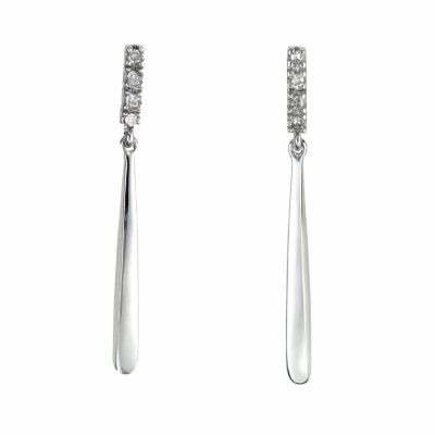 9ct white gold diamond long drop earrings - Product number 6861466