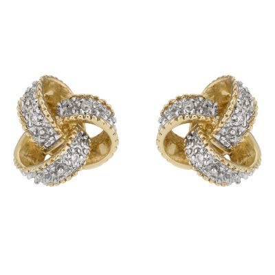 9ct yellow gold & diamond knot stud earrings Ernest Jones