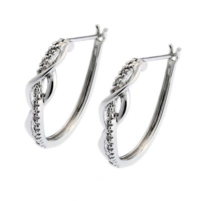9ct white gold diamond hoop earrings - Product number 6861490