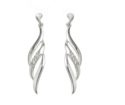 9ct white gold diamond triple wave drop earrings - Product number 6861512