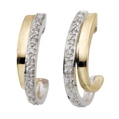9ct two-colour gold diamond earrings
