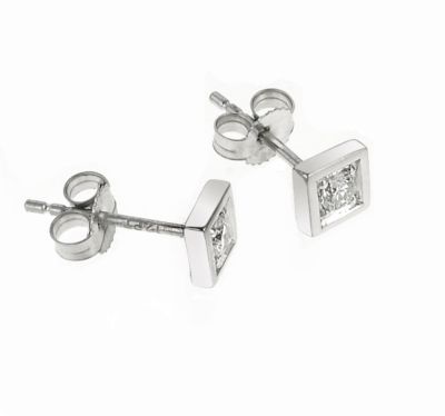 9ct white gold diamond square stud earrings - Product number 6861598