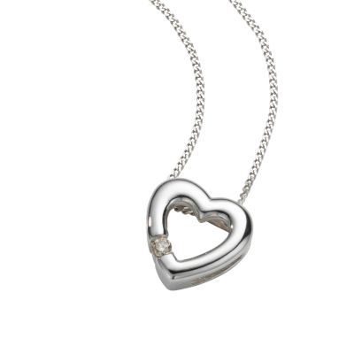 9ct white gold diamond heart pendant - Product number 6861695
