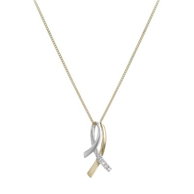 9ct yellow & white gold pendant with diamond studded