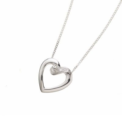 9ct white gold diamond heart pendant - Product number 6861792