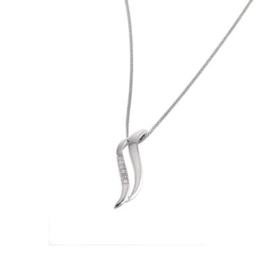 9ct white gold diamond wave necklace