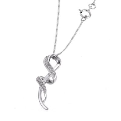 9ct white gold and diamond twist pendant - Product number 6863027